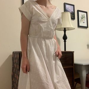 White eyelet lace midi dress